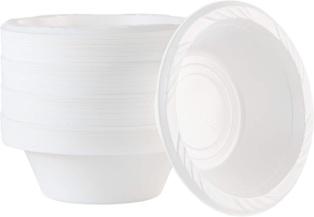 PLASTICPRO 100 Count Disposable 5 ounce White Plastic Dessert Bowls