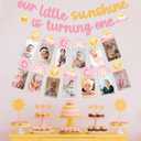 Our Little Sunshine Is Turning One Banner with 1st Birthday Photo Banner for Baby Newborn to 12 Months, Pink Yellow Sunshine 1st Birthday Decorations for Girls