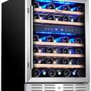 Kalamera 24 inch Wine Cooler, 37 Bottle - Dual Zone Built-in or Freestanding Fridge with Stainless Steel Reversible Glass Door, for Home, Kitchen or Office
