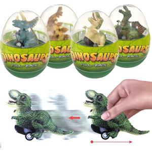 4 Pack Jumbo Dinosour Eggs with Dinosaur Pull Back Cars Dinos Vehicles Toys Inside for Kids Boys Girls Easter Basket Stuffers Party Favors Easter Egg Hunt