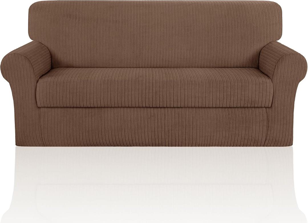 Sofa Cover Stretching Skid,1 Cushion Cover, Brown