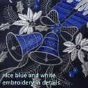 GRANDDECO Holiday Christmas Table Runner 13"x54", Cutwork Embroidered Floral Christmas Blue Candles Dresser Scarf Table Topper for Home Dining Xmas Tabletop Decoration