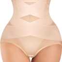 Nebility Womens' Tummy Control High Waist Trainer Body Shaper (Medium, Beige)