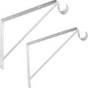 2 Pcs Shelf and Rod Brackets, Wall Mounted Shelf Supports White,SRB300