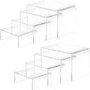 Cerpourt 8Pcs Acrylic Display Risers(6",5",4" 3") Clear Product Stand,Cupcakes Holder Dessert Display Transparent Showcase Stands, Candy Bar Risers, Acrylic Lifts Display for Figures