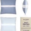 Outdoor Waterproof Pillow Covers Decorative Stripe Cushion Cover in Blue & White for Patio, Garden and Balcony 5050 cm - 20x20 in