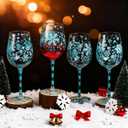 4 Pcs Snowflakes Winter Party Stemmed Wine Glasses Hand Painted Drinking Cup Wine Glasses Gifts for Birthday Theme Holiday Party Supplies