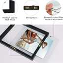 Trwcrt 5x7 Floating Picture Frames Set of 4, Double Glass Photo Frame Display up to 7 x 9 Photos for Desktop or Wall Hanging, Black