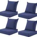 Outdoor Deep Seat Cushion Set, 24x24 Inch Water-Resistant & Fade-Resistant Outdoor Chair Cushions, Patio Furniture Cushions with Removable Cover for Patio Chair, Sofa,Navy Blue (Set of 4)