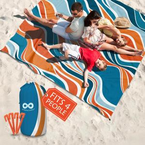 Everlasting Comfort Large Beach Blanket Waterproof & Sandproof - 80" x 80"/ 6.7ft x 6.7ft - Lightweight Picnic Mat, Camping Necessities for 4 People - Accessories for Outdoor Festivals - Orange