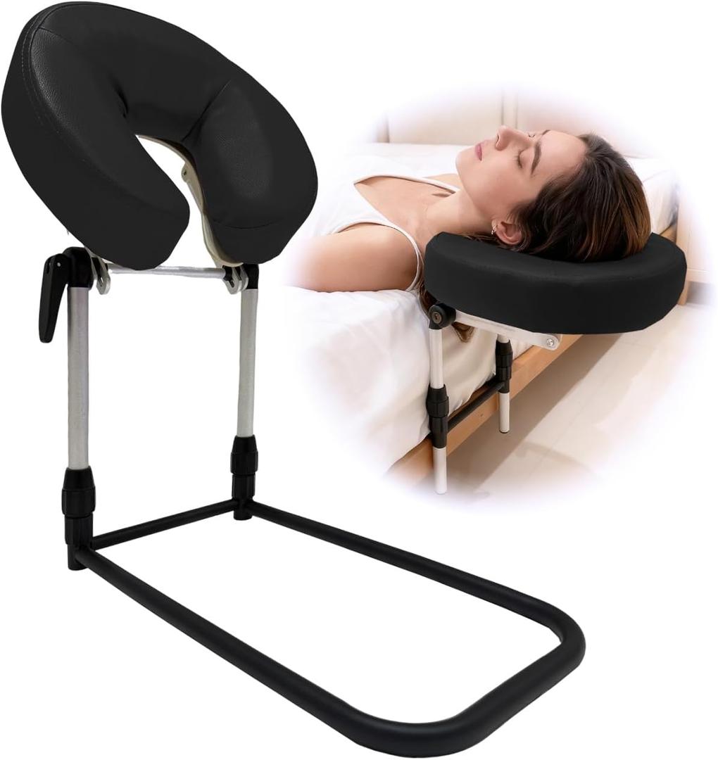Massage Headrest for Bed, Adjustable Home Mattress Top Face Cradle Kit, Head Cushion for Face Down, Quick Setup for Bed Massage, Facial, Lash & Brow Services, Eye Surgery Recovery