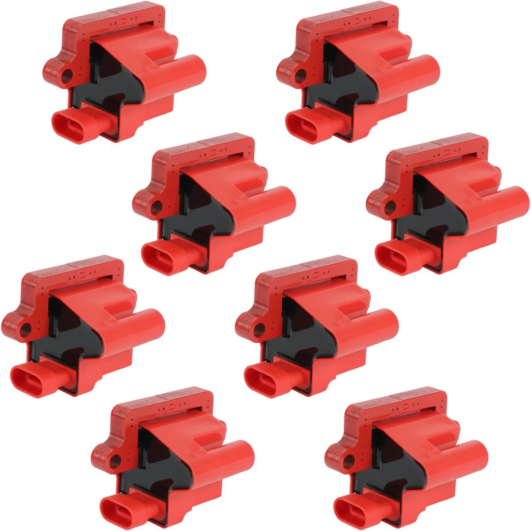 JDMSPEED 8 Square Red Ignition Coil Pack Compatible with 99-07 Chevrolet Express Silverado Tahoe/99-07 GMC Savana Yukon Sierra/04 Buick Rainier/02-06 Cadillac Escalade Replaces# UF271 D581