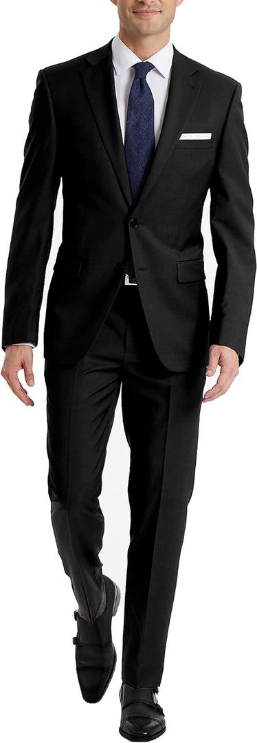 Calvin Klein Men's Slim Fit Suit Separates, Solid Black, 42 Regular