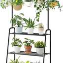 Kitsanery Plant Stand Indoor Outdoor,Metal Plant Stands for Multiple Plants,3 Tier Tall Hanging Plant Shelf,Large Heavy Duty Flower Holder Ladder Plant for Living Room, Patio, Balcony (Black)