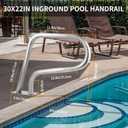 304SS Pool Handrail with Nonslip Blue Cover - 30x22 Inground Pool Rail