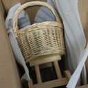 DECHOUS Stroller Shaped Woven Flower Basket with Handle for Decorative Rattan Floral Basket for Weddings Floral Present