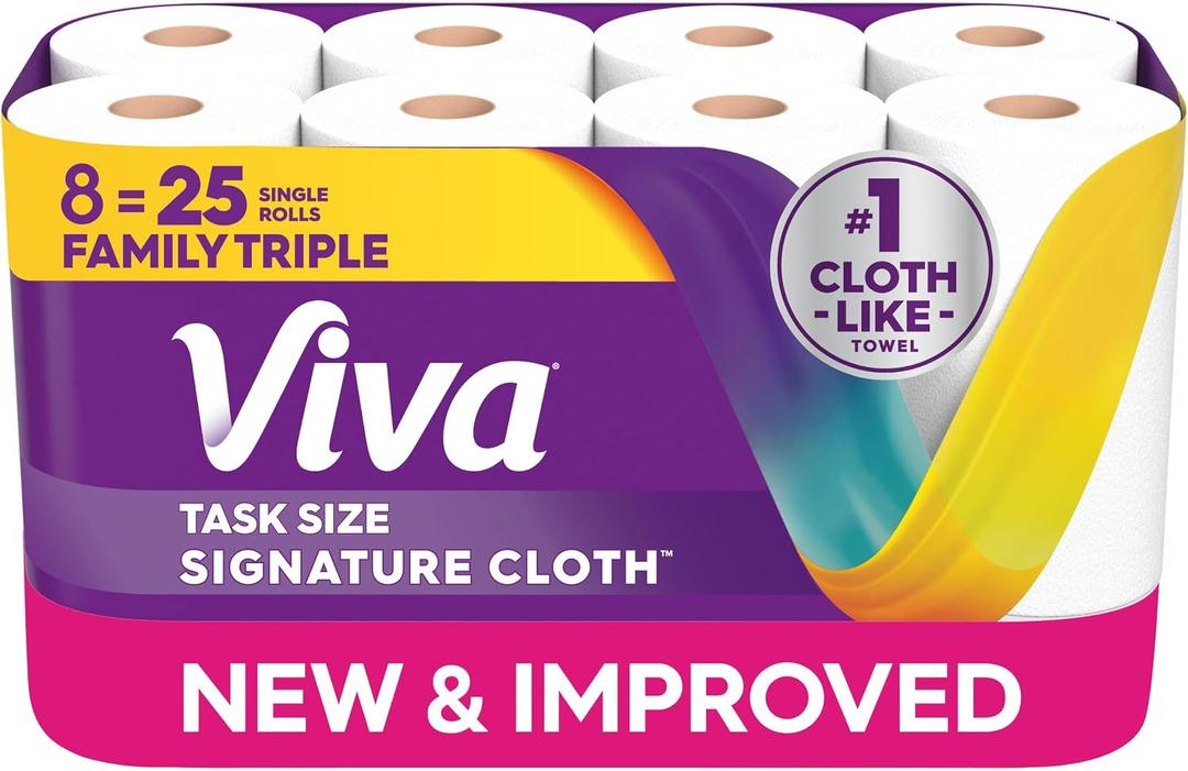 Viva Signature Cloth Paper Towels, 8 Family Triple, 141 Sheets per Roll