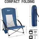 Portal Beach Chairs for Adults Camping Low Lightweight Portable Chair with Cup Holder Mesh Back Carry Bag for Outdoor Sand Lawn Travel Picnic Festival Concert