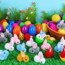 Grastfu 24 Pack Easter Eggs Fillers with Mini Bunny Plush Basket Stuffers with Toys Inside Bunny Mini Stuffed Animal, Easter Eggs Hunts Party Favors Surprise for Kids Toddlers Boys Girls