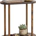 Oval Solid Wood Narrow Side Table, Slim Small Pedestal Coffee Table for Living Room, Modern Minimalist Design for Small Spaces, Recliner Drink Table (Dark Walnut, XLarge)