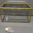 Glass Wedding Card Box with Slot, 12.6 inch Large Clear Card Box Gold Brass Gift Card Storage Box with Lock for Wedding Receptions, Baby Shower, Birthday Party, Bridal Shower