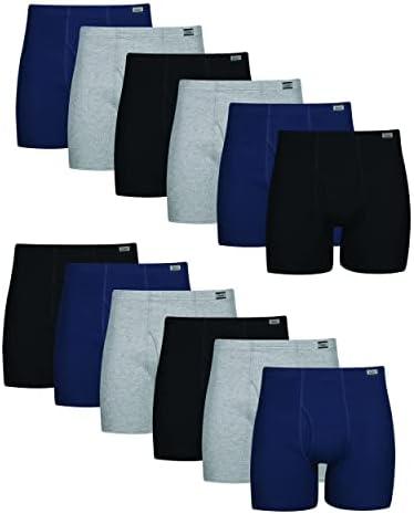 Hanes Boxer Briefs Pack, Moisture-Wicking Underwear for Men, Cool & Breathable Cotton 12 PACK Size M
