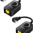 DEWENWILS Outdoor Timer for Lights, Dusk to Dawn Sensor for Electrical Outlet, Weatherproof Light Timer for Decorations Yard, 10A, 1/2 HP, UL Listed, 2 Pack