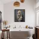 Bichon Frise on Toilet Unframed Wall Art Print Poster, Dog Bathroom Humor Decor Posters Prints for Restroom Home Picture Painting Artwork Gallery 7 (Bichon Frise, 20"L x 16"W, Unframed)