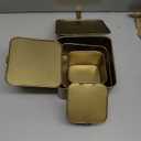 Creative Co-Op Square Decorative Metal Boxes with Gold Finish (Set of 3 Sizes)