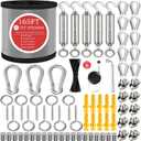 1/8" Stainless Steel Cable,1/8" Wire Rope,M5 Turnbuckle Kit,165FT Wire Tensioner for String Light Hanging Kit,Aircraft Cable,Guy Wire,Stainless Steel Wire Rope Kit