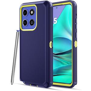 Jiunai for Moto G Stylus 2025 Case G Stylus 2026 Case Heavy Duty Shockproof Port Cover Drop Protection Hybrid Dual Layer Matte Bumper Rugged Phone Case for Motorola G Stylus 2025 & 2026 Blue Yellow