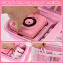 Kids Instant Print Camera Case for ESOXOFFORE Digital Video Cameras with 3 Rolls Paper Refill, Toddler Film Camera Storage Holder Bag with Mesh Pocket for Thermal Paper Accessories (Box Only) - Pink