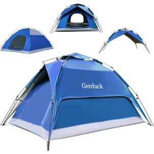 3-in-1 Instant Pop Up Tents for Camping, 4 Person Camping Tent,60s Automatic Quick Easy Setup Tent, Waterproof Stand Up Family Tents for Camping,Outdoor, Hiking,Beach, Blu