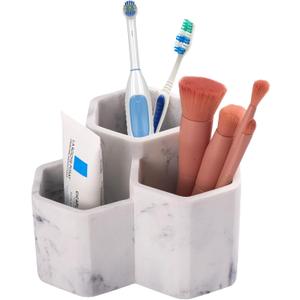 Toothbrush Holder for Bathrooms Toothpaste Holder Stand Bathroom Organizer for Toothbrush Makeup Brushes Holder (1 Pack, Marble5)