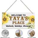 Rustic Welcome to Yaya's Place Decor Sign, Welcome Decor Sign, Sunflower Sign, Hanging Decorative Wood Plaque, Printed Wood Art Wall Decor, Porch Decor Sign, Yaya's Gift, Gift for Grandma 12x7in