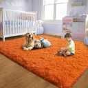 9x12 Large Area Rugs for Living Room, Orange Ultra Fluffy Plush Rug