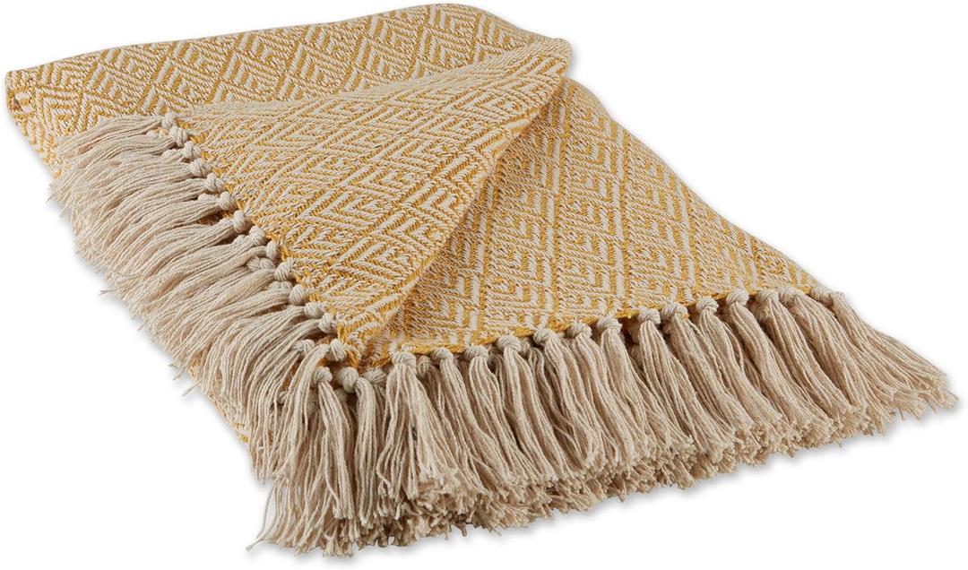 DII Diamond Throw Collection Cotton Woven, 50x60, Honey Gold