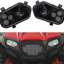 2Pcs Black LED Headlight Kit High/Low Beam for Polaris Sportsman Ranger RZR XP 900 ATV Off Road Headlamps