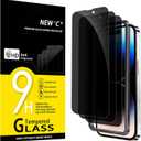 NEW'C 3 Pack Privacy for iPhone 14 Pro Screen Protector (6.1 inches), Anti-Spy Tempered Glass Film,Case Friendly Ultra Resistant, Balanced 28-Degree Privacy Angle - Easy installation tool included