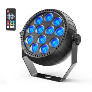 Rechargeable Stage Lights, 2200mAh Battery Powered LED Par Lights with Remote & Sound Activated, 12 RGB Portable Uplights for Events Wedding Party Club Concert Indoor 1Pack