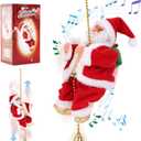 Climbing Santa with Music, Christmas Tree Pendant Ornament Novelty Climbing Santa Claus on Rope, Holiday Decoration, Great Gift
