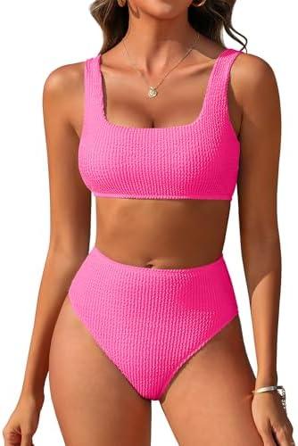 ANRABESS Women Swimsuits Two Piece Bikini Set High Waisted Ribbed Tummy Control Modest Bathing Suits 2025 Beach Swim Wear Large