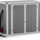 DWVO 41Cu.ft Outdoor Storage Shed w/o Shelf, 4.7x2.5 FT Horizontal Resin Tool Shed with Hydraulic Gas Rod and 3 Locks for Garden, Trash Cans, All-Weather Outdoor Storage, Lockable, Gray