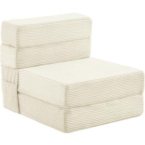 Single Size Folding Sofa Bed - 4 in 1 Convertible Sleeper Chair - High Density Memory Foam Futon Couch - Foldable Bed for Living Room Bedroom (Beige)