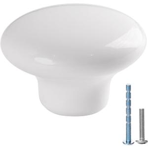 White Cabinet Knobs for Kitchen Farmhouse Drawers Cabinet Knobs Vintage Round Knobs for Dresser Drawers Pull Handle Knobs with Screws for Door Bathroom Ceramic Cabinet Hardware 10 Pack