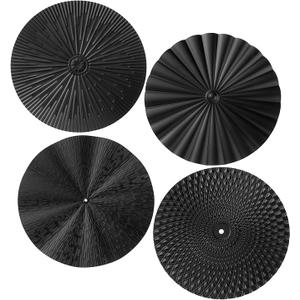 Hicarer 4 Pcs 12 Inch Metal Wall Art Decor Sunburst Hanging Metal Artwork Decor Wall Art Decorations for Home Living Room Office Gift for Christmas(Black)