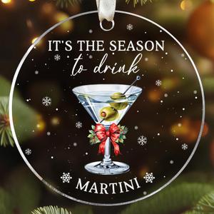 4 Pack Martini Christmas Cocktail Ornaments - Cocktail Christmas Ornaments - Wine Ornament - Espresso Martini Gifts for Women, Men, Wine Lovers - Acrylic Ornament 2025