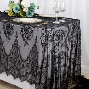 ShinyBeauty Lace Tablecloth Rectangle 60''x120'' Black Lace Party Tablecloth Rustic Floral Lace Table Cloth Vintage Lace Overlays Tea Party Tablecloth Lace Fabric Table Cover Embroidered Lace Table