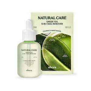 ohora Natural Care Green Tea 3-in-1 Nail Remover 50mL  Non-Acetone, Gentle Moisture-Retaining Formula with Green Tea Extract  For Gel, Press-On & Polish, Smooth Easy Nail Removal