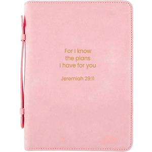 White Dove Designs Bible Cover-His Plans-Pink-XL